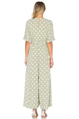 Mara Hoffman Deep V Neck Jumpsuit Green Print Size 8 for rent on The Volte - image 3