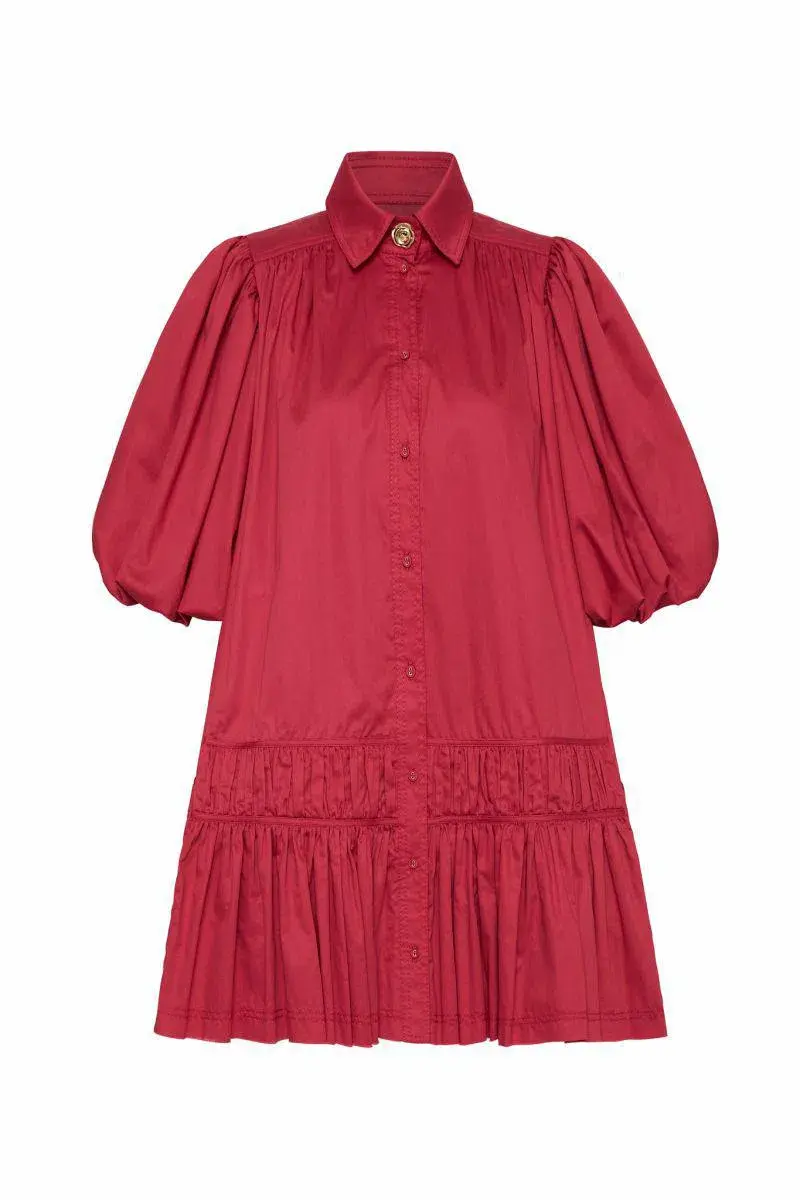 AJE Yvette Smock Mini Dress Red Size 6 for rent on The Volte - main image
