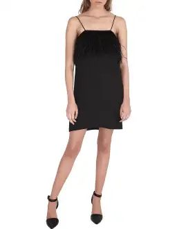 Aje Pellew Feather Mini Dress Black Size 8 for rent on The Volte - image 1