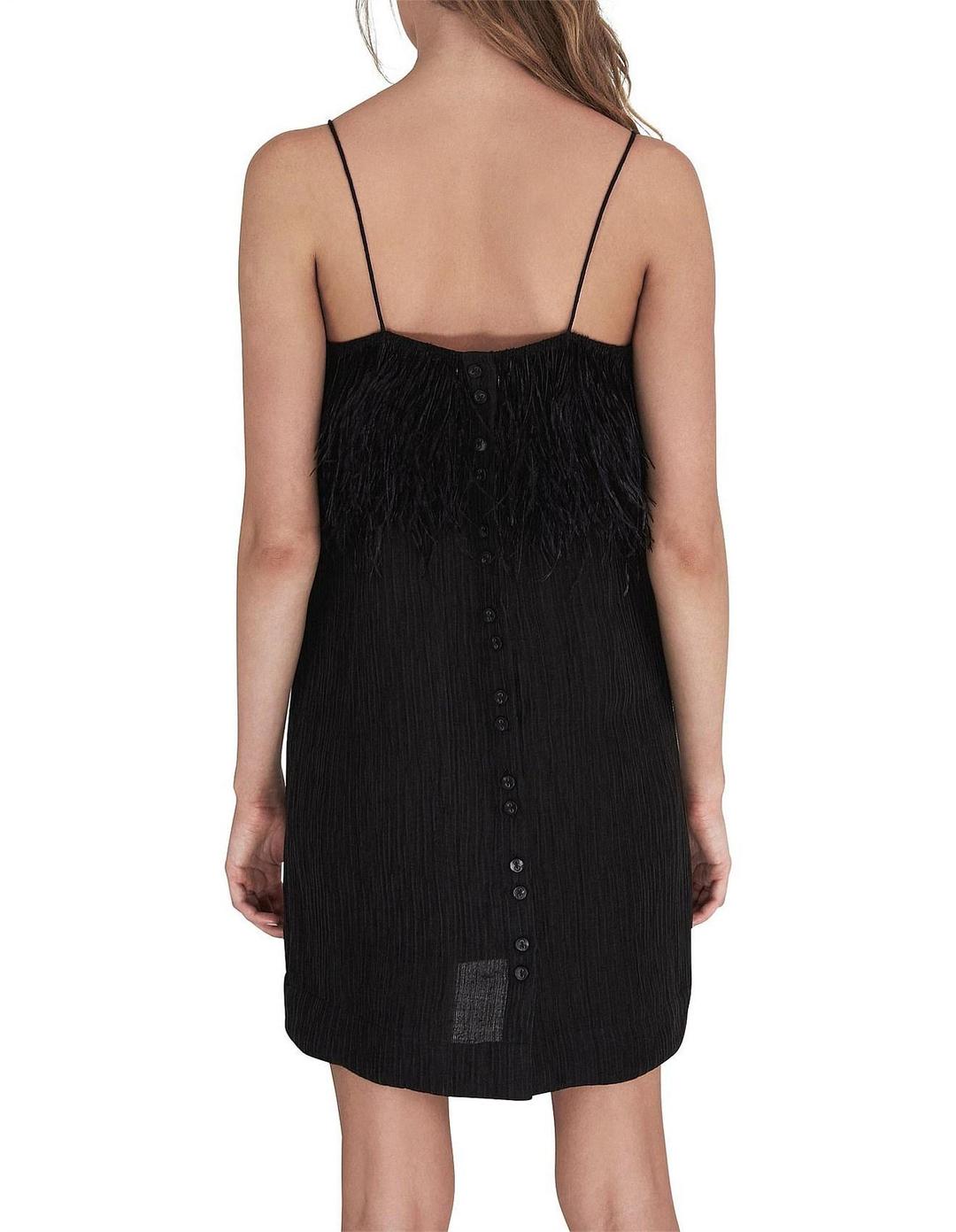 Aje Pellew Feather Mini Dress Black Size 8 for rent on The Volte - main image