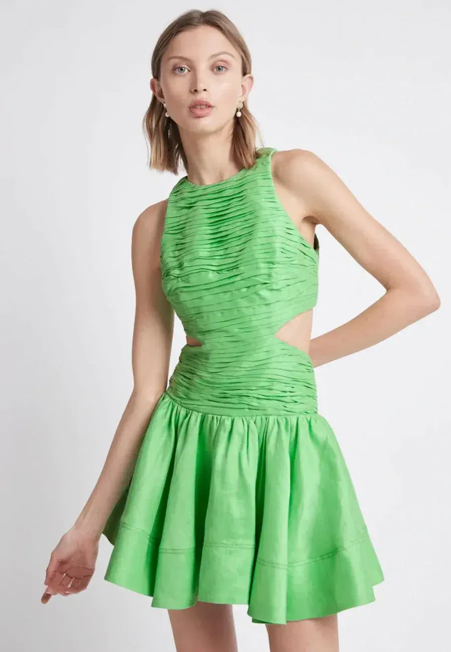 Aje Introspect Cut Out Mini Dress Green Size 8 - Image 2