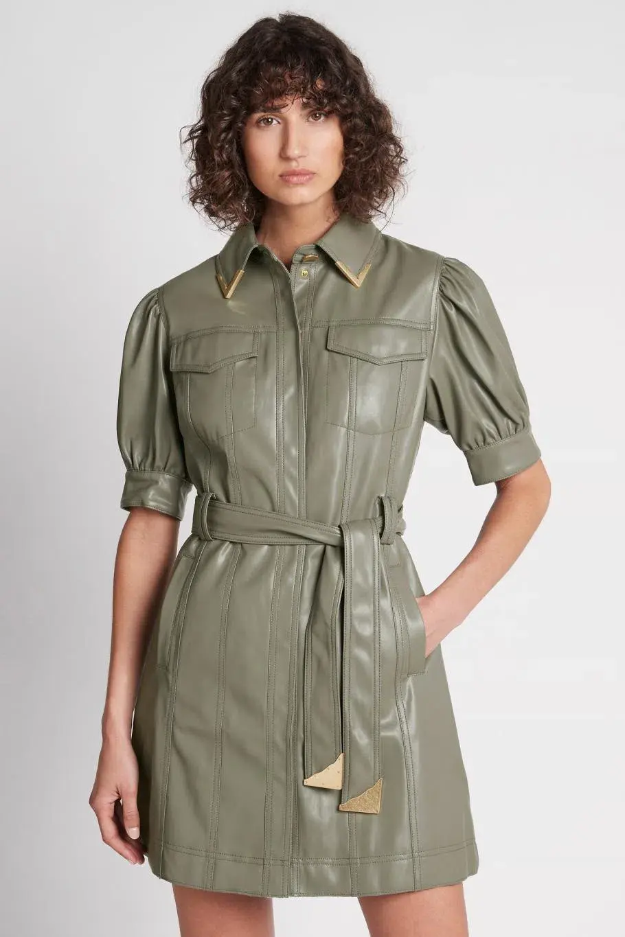 Aje the Porta Nuova Puff Sleeve Mini Dress Green Size 6 - Image 2