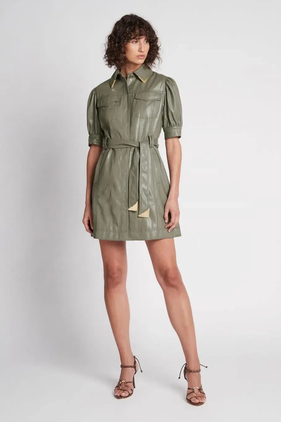 Aje the Porta Nuova Puff Sleeve Mini Dress Green Size 6 - Image 1