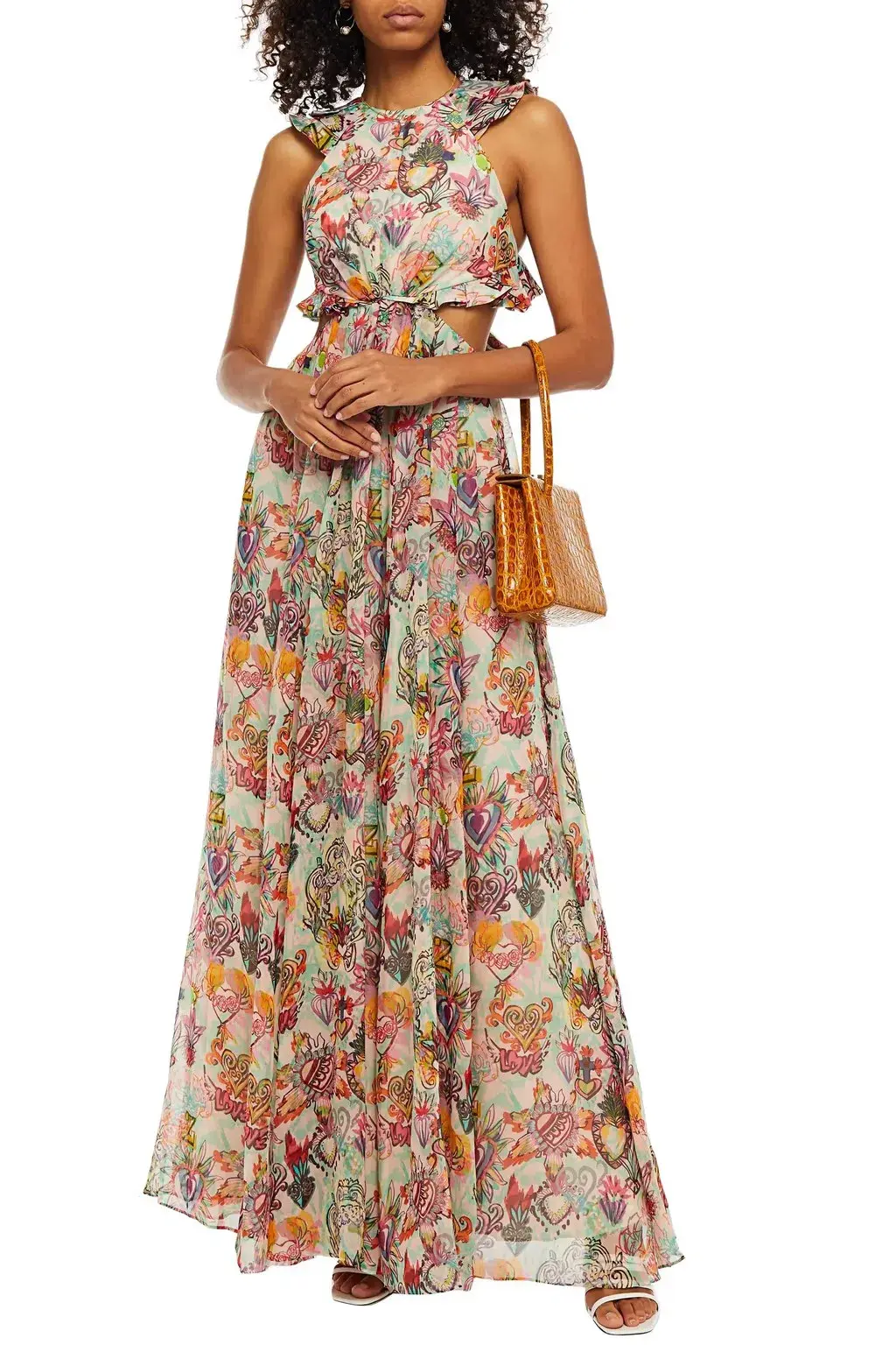 Zimmermann The Lovestruck Ruffle Maxi Dress Flaming Hearts Print Size 1 / Au 10 for rent on The Volte - main image
