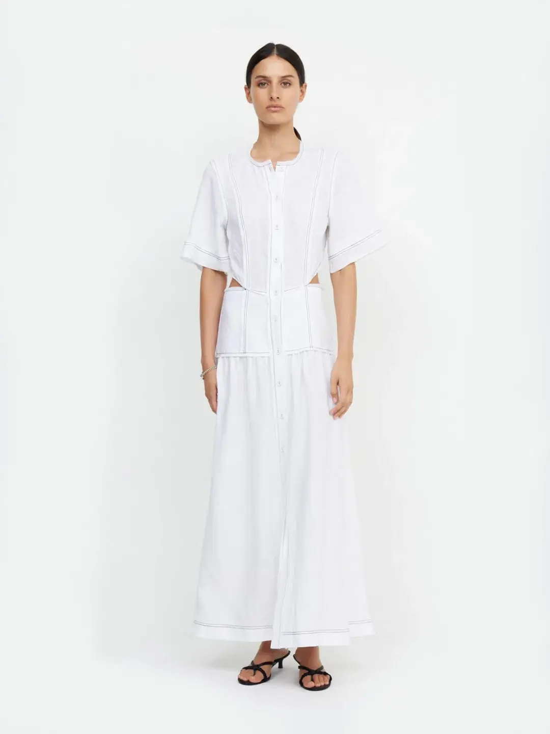 Bec & Bridge Cassie Short Sleeve Maxi Dress in Ivory Size 12 for rent on The Volte - main image