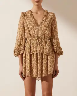 Shona Joy Julia Balloon Sleeve Drawstring Mini Dress Floral Size AU 10 for rent on The Volte - image 2