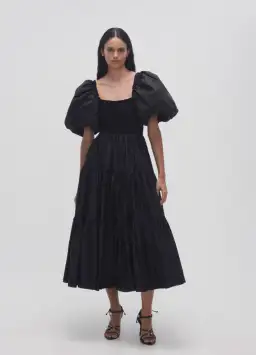 Aje Casa Puff Sleeve Midi Dress Black Size 12