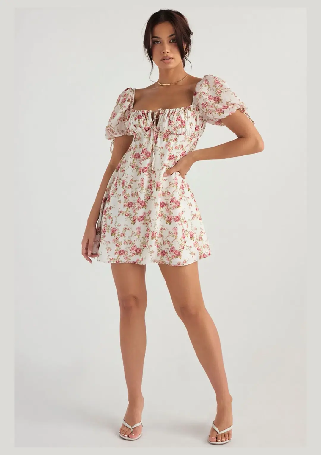 House of CB Princess Mini Dress Rose Floral Print Size L / AU 12 for rent on The Volte - main image