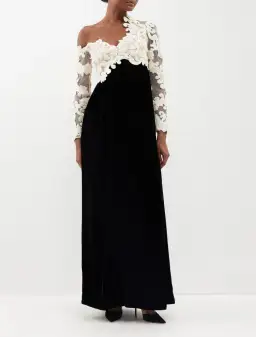 Zimmermann Sensory Velvet Bodice Gown Black/White Size 3 / AU 14