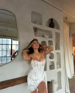 Heiress Beverly Hills Lace Corset Draped Mini Dress White Size M / AU 8-10 for rent on The Volte - image 7