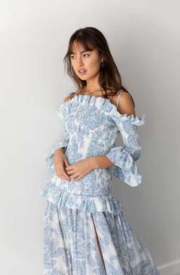 Thurley Golden Hour Dress in Blue bell Multi Size 8