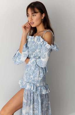 Thurley Golden Hour Dress in Blue bell Multi Size 8