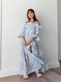 Thurley Golden Hour Dress in Blue bell Multi Size 8