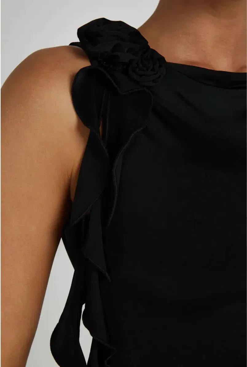 Meshki Jeanine Cowl Back Maxi Skirt and Top Set Black Size 6 for rent on The Volte - main image