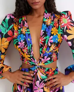 PatBO Aster Plunge Maxi Dress Multi Size 10 for rent on The Volte - image 1