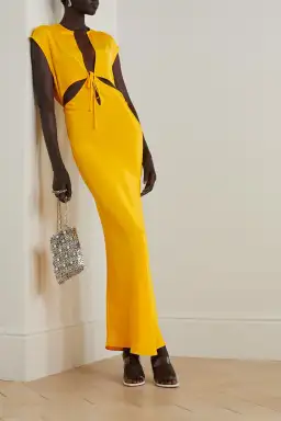 Christopher Esber Triquetra Cutout Silk-satin Maxi Dress Yellow Size 10 for rent on The Volte - image 1