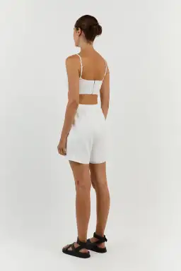 DISSH Aisle Linen Tier Long Skirt and Vienna Linen Curved Crop Top Set White Size 6 AU for rent on The Volte - image 7