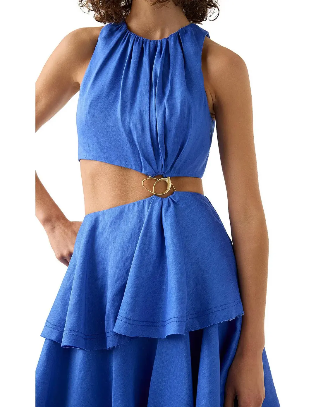 Aje Wave Cut Out Ring Midi Dress Blue Size 12 for rent on The Volte - main image