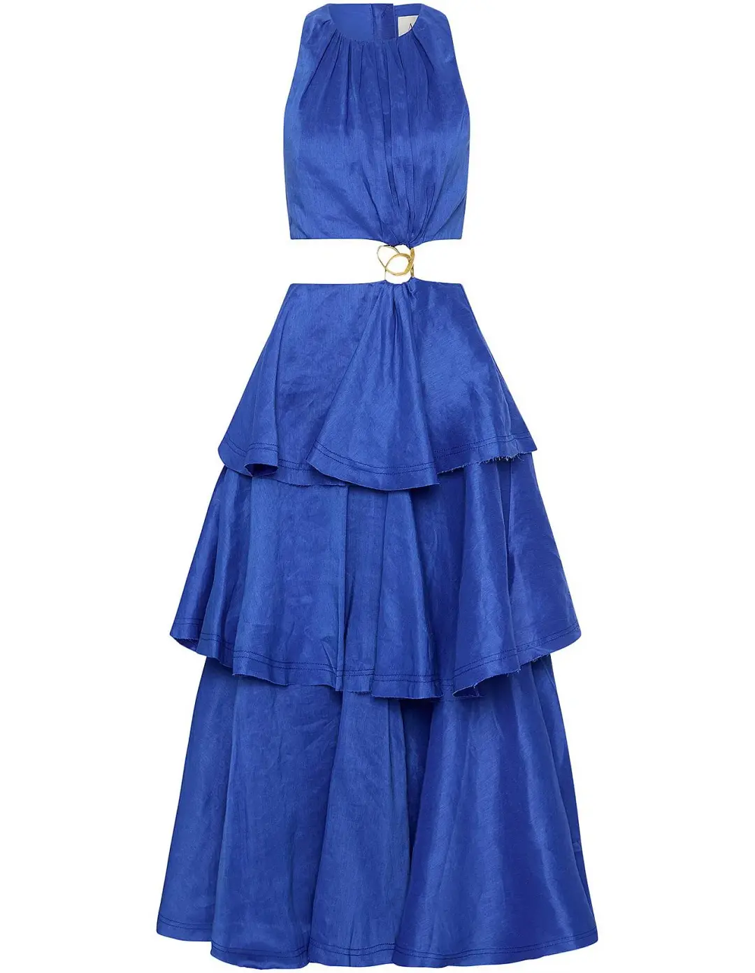 Aje Wave Cut Out Ring Midi Dress Blue Size 12 for rent on The Volte - main image