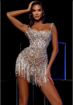 Dodona Short Corset Dress With Fringe Accents Size 8 for rent on The Volte - image 3