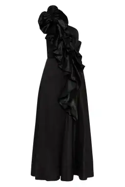 Aje Adelia Ruffle Midi Dress Black Size 12 for rent on The Volte - image 5