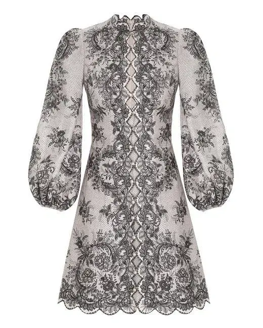 Zimmermann Dancer Scalloped Mini Dress in Black Lace Size 1 / AU 10 for rent on The Volte - main image