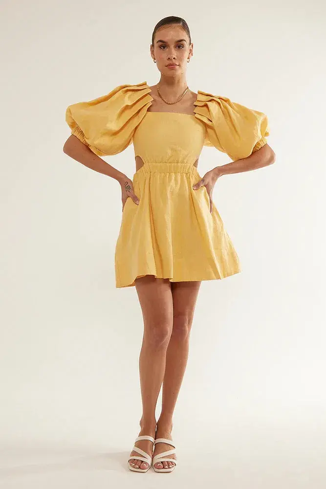 Sovere Noble Mini Dress Yellow Size XL - Image 1