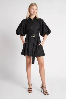 Aje Recurrence Button Up Mini Dress Black Size 8 for rent on The Volte - image 1