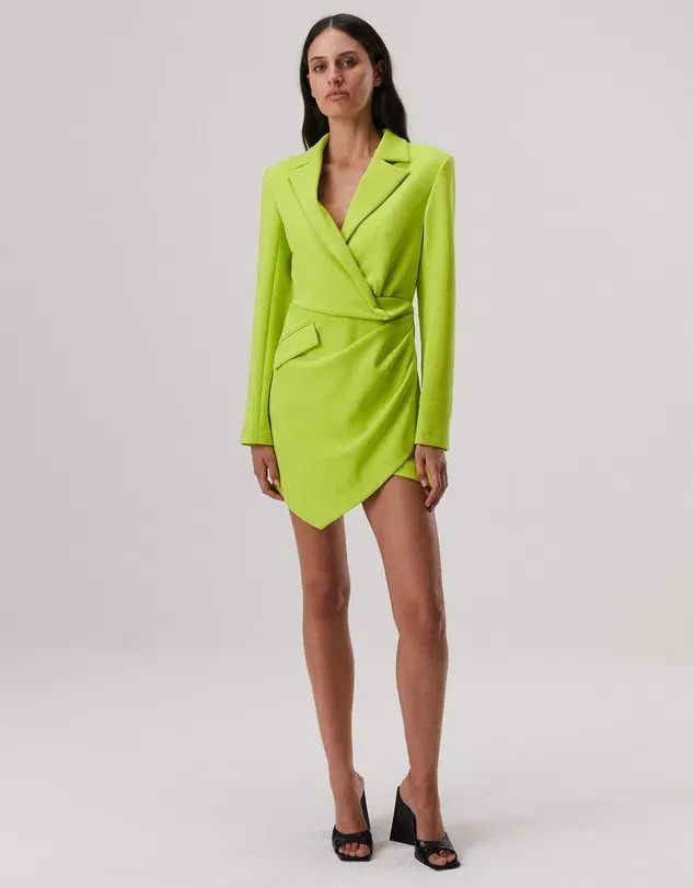 MISHA Aurelia Long Sleeve Mini Dress Lime Green Size 12/L for rent on The Volte - main image