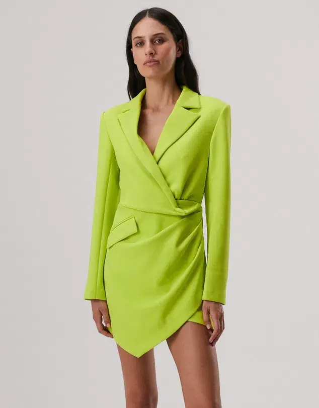 MISHA Aurelia Long Sleeve Mini Dress Lime Green Size 12/L for rent on The Volte - main image