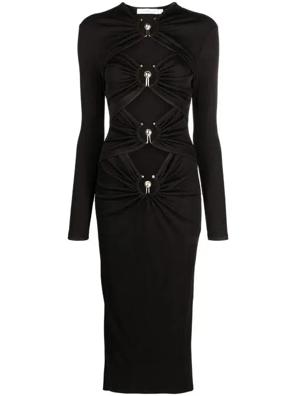 Christopher Esber Orbit Cut-Out Midi Dress Black Size 10 for rent on The Volte - main image
