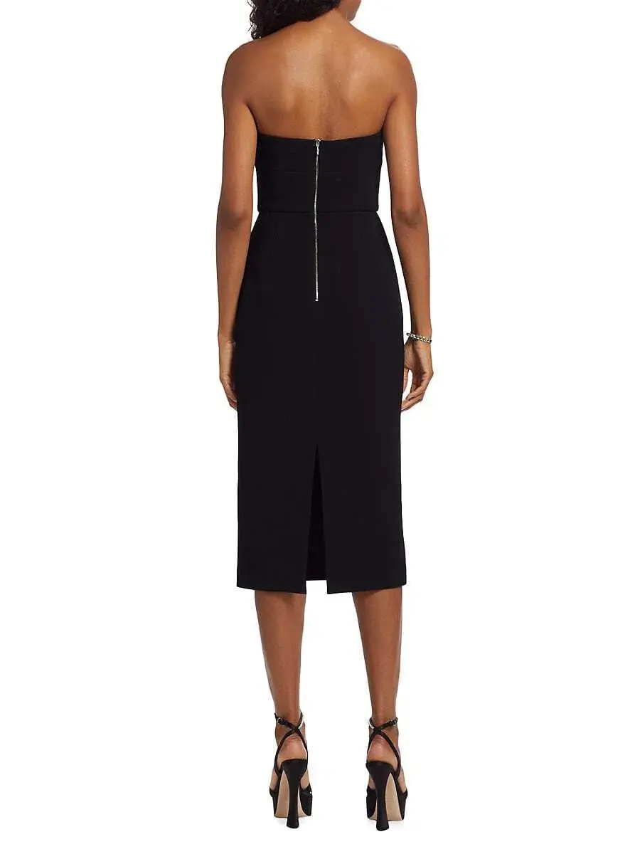 Rebecca Vallance Yvonne Rhinestone Flower Midi-Dress Black Size 6 for rent on The Volte - main image