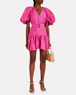Acler Wheatland Puff Sleeve Dress Flamingo Pink Size 12 for rent on The Volte - image 1