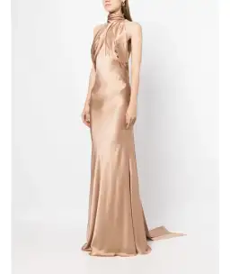 Rachel Gilbert Audrey Halterneck Dress Champagne Size 14 for rent on The Volte - image 2