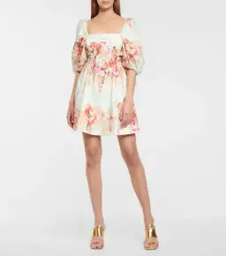 Zimmermann The Mae Cut Out Mini Dress in Mint Floral Size 10 for rent on The Volte - image 1