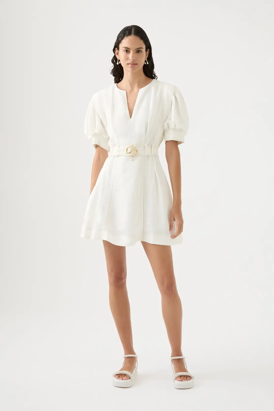 Aje Beacon Structured Mini Dress White Size 16 for rent on The Volte - main image