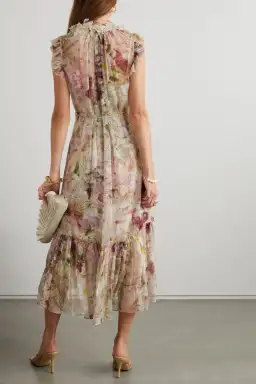 Zimmermann Dancer Flutter Midi Dress Alabaster Garden Floral Size 0 / AU 8 for rent on The Volte - image 2