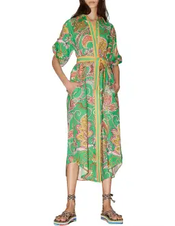 Alemais Marion Shirtdress Green Print Size 14