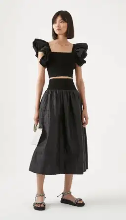 Aje Corinne Knit Bodice Crop Top and Rosalie Knit Waist Midi Skirt Set in Black Size XL / AU 16 for rent on The Volte - image 2