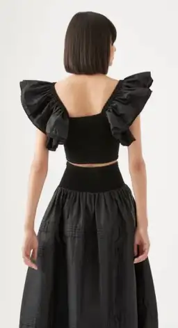 Aje Corinne Knit Bodice Crop Top and Rosalie Knit Waist Midi Skirt Set in Black Size XL / AU 16 for rent on The Volte - image 3