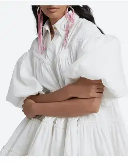Aje Casabianca Puff Sleeve Shirt Smock Dress White Size 4 for rent on The Volte - image 4