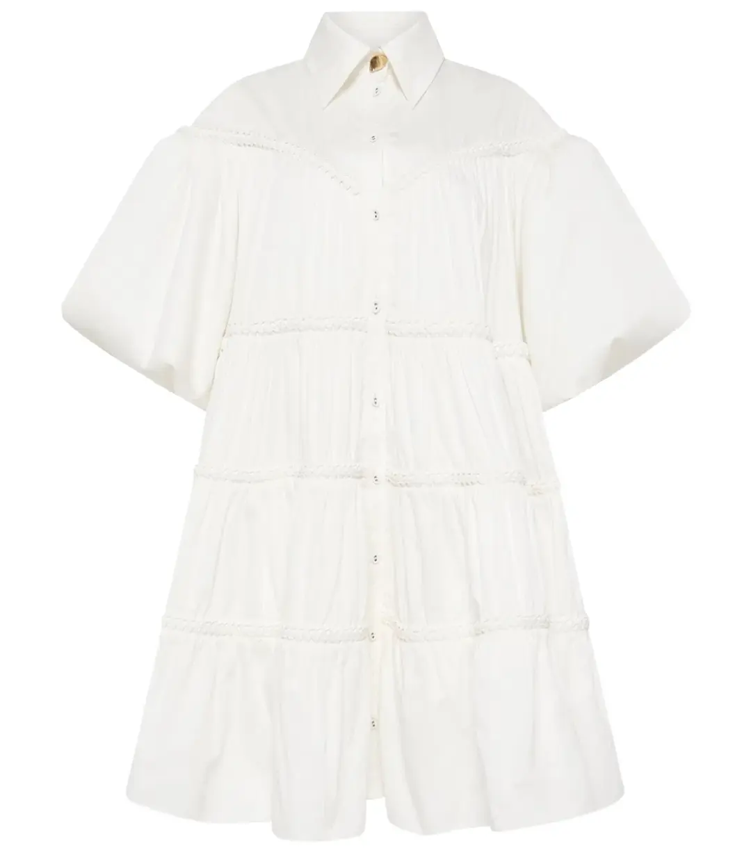 Aje Casabianca Puff Sleeve Shirt Smock Dress White Size 4 for rent on The Volte - main image