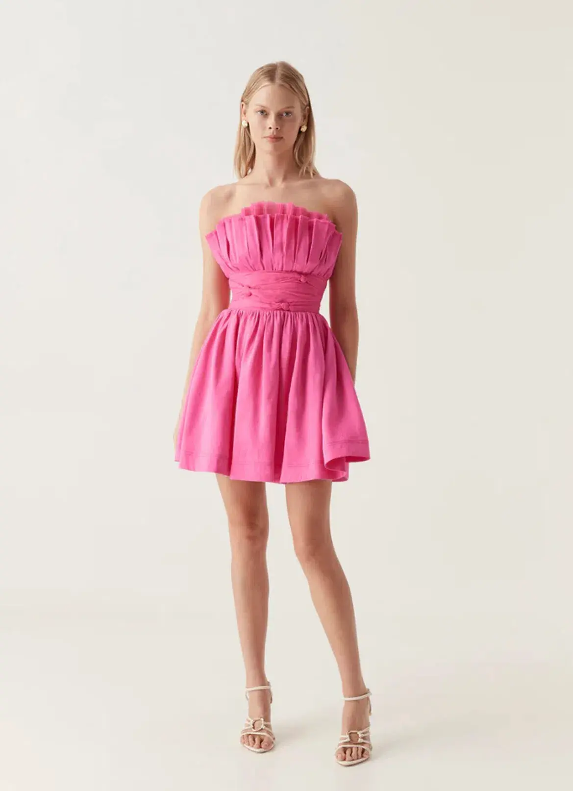 Aje Whisper Layered Mini Dress Brilliant Pink Size 10 - Image 1
