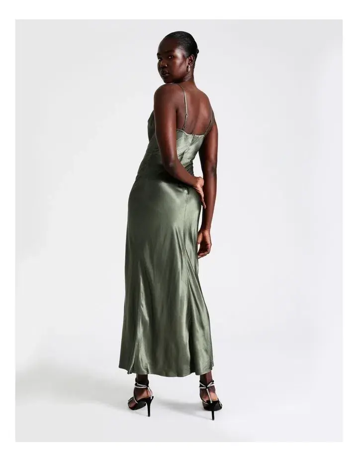 Wayne Cooper Cowl Neck Satin Slip Dress Green Size 18 for rent on The Volte - main image