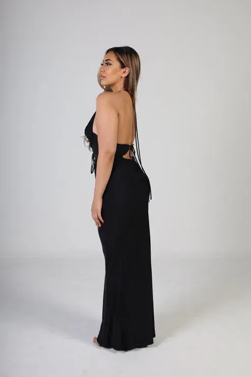 Bec & Bridge Naomi Tie Front Maxi Dress Black Size 8 - Image 2