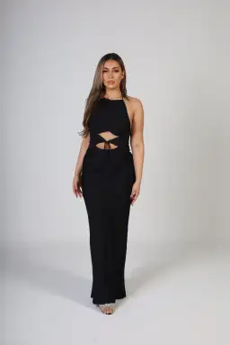 Bec & Bridge Naomi Tie Front Maxi Dress Black Size 8
