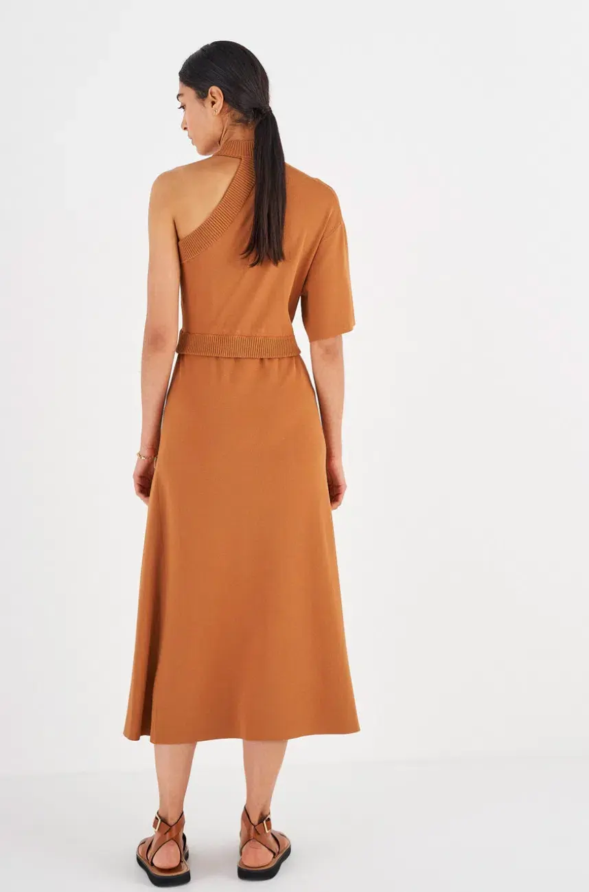 Oroton Asymmetric Dress in Toffee Size M / AU 10 for rent on The Volte - main image