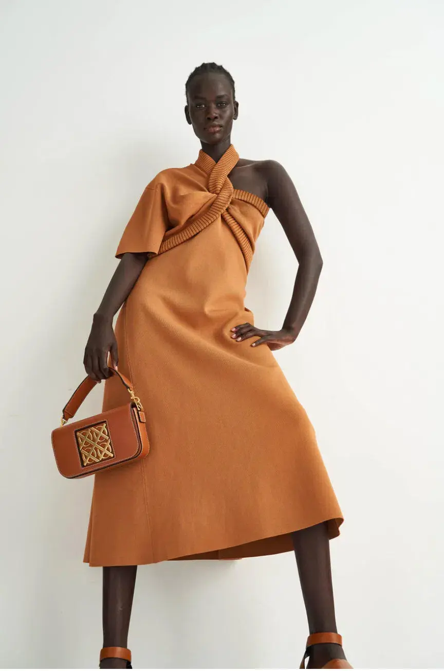 Oroton Asymmetric Dress in Toffee Size M / AU 10 for rent on The Volte - main image