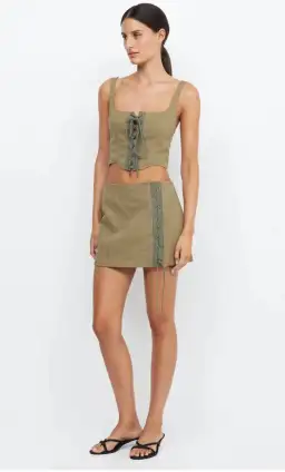 Bec and Bridge Remi Corset Top Spliced Khaki Size 10 for rent on The Volte - image 2