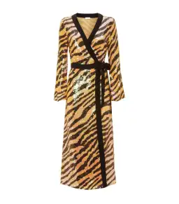 RIXO London 'Gigi' Sequin Midi Dress Tiger Print Sequins Size M/Au 12 for rent on The Volte - image 3